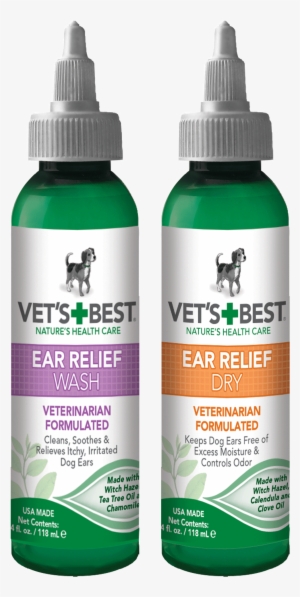 Vet's Best Dog Ear Cleaner Kit, Ear Relief Wash & Dry - Pet Ear Relief Wash 4 Ounces