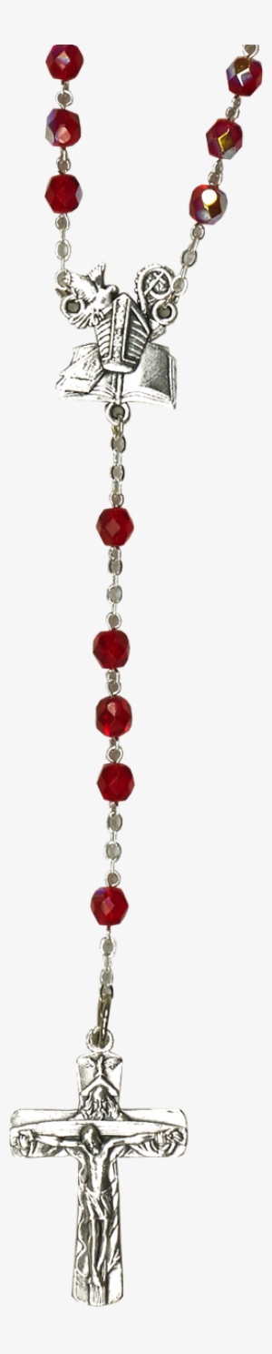 Red Confirmation Rosary With Holy Spirit Center - Confirmation