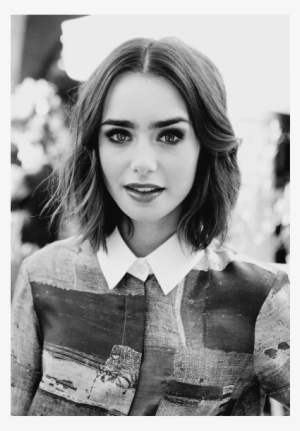 Lily Collins, Black And White, And Lily Image - 90s Shoulder Length Hair