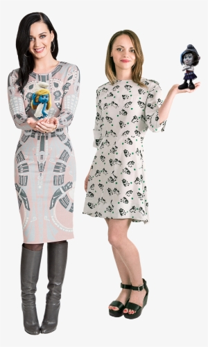 Katy Perry & Christina Ricci With Smurfette & Vexy - Katy Perry Smurfs 2