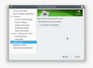 Shows Under 'prime Profiles' That The Nvidia Gpu Is - Nvidia