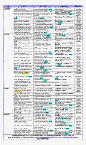 Bahrain Ladies Night Schedule - Ladies Night Bahrain 2018