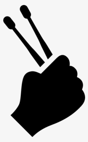 Hand Holding Up Drumsticks Vector - Drumstick Logo