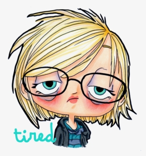 Tired Face Girl Cartoon
