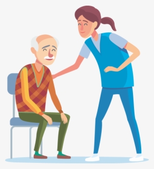 Tired Clipart Burnout - Old Man And Nurse Cartoon