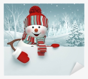 3d Snowman, Christmas Banner, Winter Background Sticker - Killarney Mall Snow World