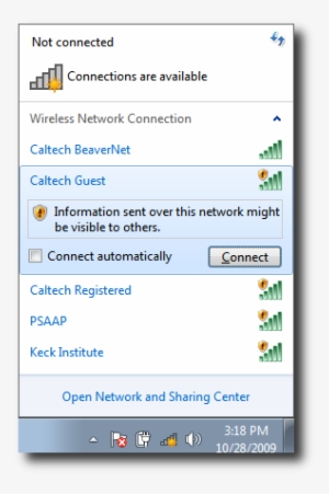 To Connect To The Guest Network, Click On The Caltech - Wireless Windows