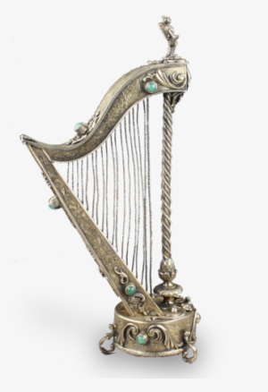 Antique Silver-gilt And Mottled Green Agate Mounted - Antic Harp