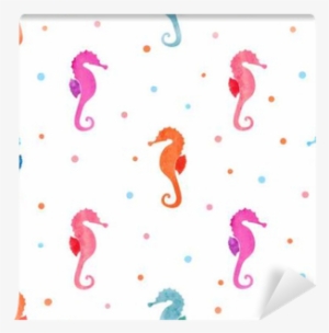Seamless Pattern With Watercolor Sea Horses - Seahorse