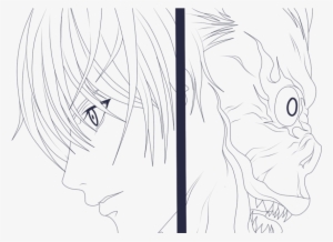 Light And Ryuk-lineart By Hollowcn - Ryuk Lineart