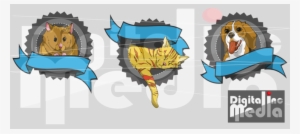 Digital Design Dog, Cat, Hamster With Banners By Digital - Illustration