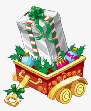 Silver Gift Box In Wagon - Santa Claus Gift Box Png