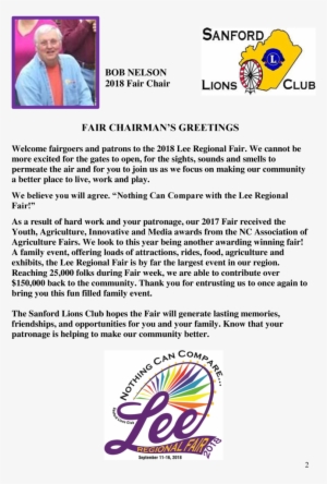 Bob Nelson 2018 Fair Chair Fair Chairman S Greetings - Smile