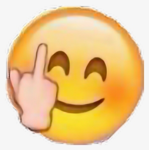 Ftestickers Emoji Funny Fuckyou Lol ^^ - Smiling Emoji With Middle Finger