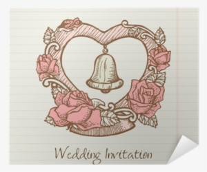 Hand Drawn Wedding Doodle Heart In Vector Poster • - Drawing