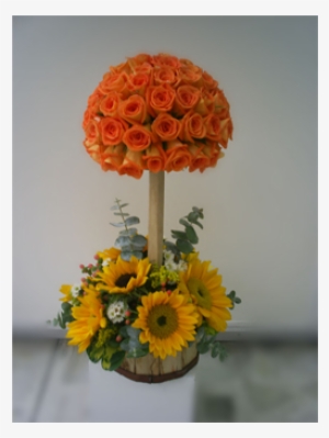 To-05 Esfera De Rosas Con Girasoles En Base De 2 Pisos - Esfera En Arreglos Florales