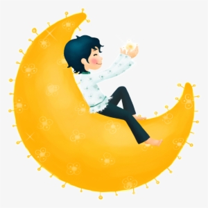 Hand Drawn Boy Sitting On Moon, Transparent - ''''''''100''' Als Ebook Von ''' '