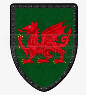 Red Dragon On Green Steel Battle Shield - Armour
