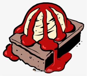 Brownie With Fudge Sauce Royalty Free Vector Clip Art - Ice Cream Brownie Clip Art