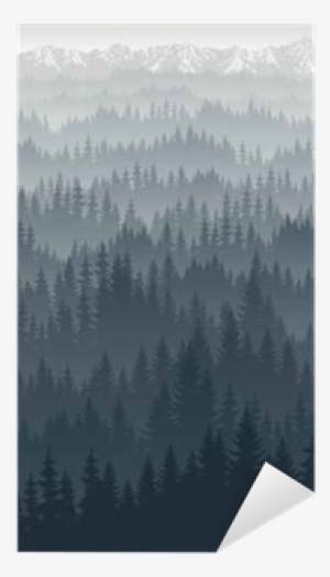 Vector Mountains Forest With Fog Background Texture - Skyline