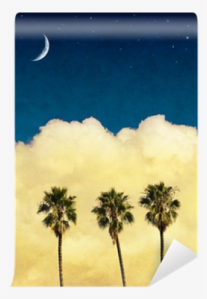 Moon Palms With Vintage Paper Textures Wall Mural •