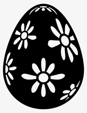Easter Egg With Daisies Design Comments - Easter Egg Black Png