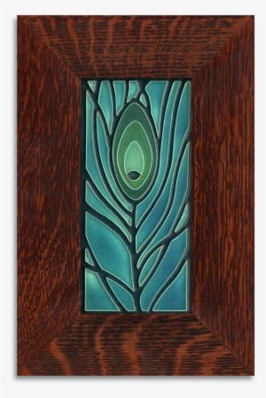 Motawi Peacock Feather In Dark Ocean - Tile