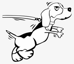 Line Drawings Of Dogs - Dog On Leash Drawing