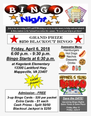 Cash Bingo Event To Raise Money For Our Jr - Kegotank Elementary School