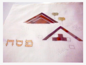 Matzah Cover Pyramid - Matzah Cover With Red Pyramid Design By Galilee Silks