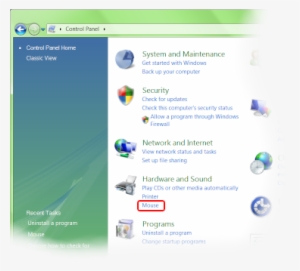 Control Panel With Mouse Properties Highlighted - Windows Vista