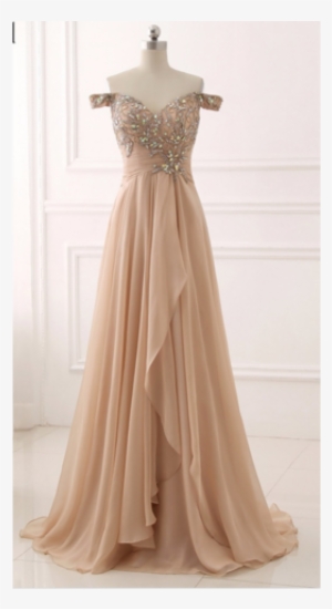 Chiffon Prom Dress,off Shoulder Prom Dresses,beaded - Evening Gown