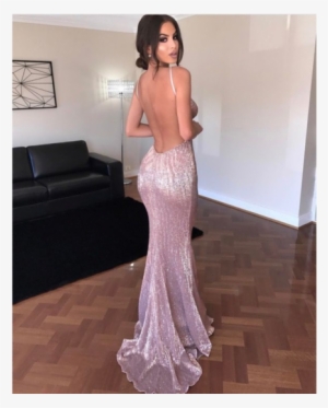 Sexy Open Back Mermaid Rose Gold Sequin Cheap Long - Abyss By Abby Jilah