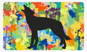 Free Black Wolf Colorful Splat Complete Doormat - Dobermann