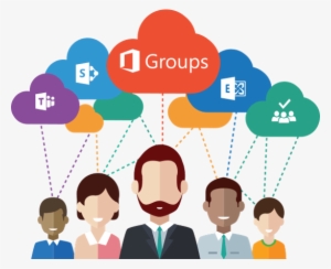 Illustration Showing Group Of 5 People With Clouds - Office 365