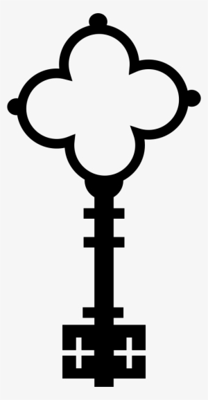 Flower Shaped Key With Crosses Of Vintage Elegant Design - Portable Network Graphics