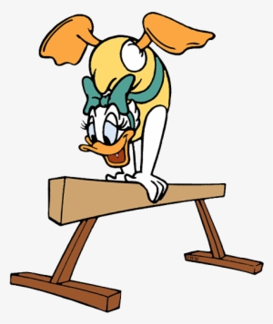 Gymnast Daisy Duck On Balance Beam - Minnie Mouse Doing Gymnastic