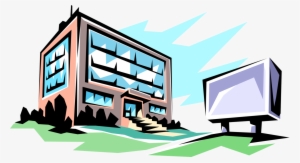Vector Illustration Of Small Office Building - Building