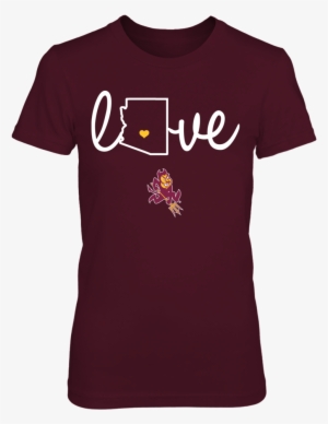 Arizona State Flag State Love T Shirt - Iowa Hawkeyes - Love With State Outline - Gildan Fleece