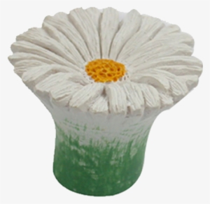 White Daisy Flower Shaped Cabinet Knob - Common Daisy