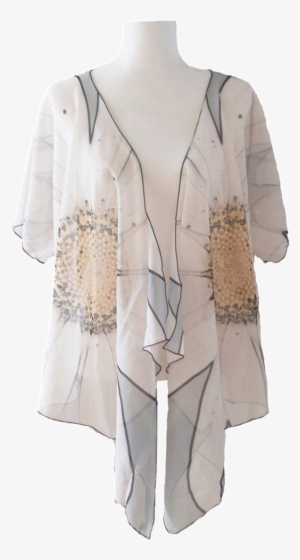'white Daisy' Draped Kimono Cardigan - Kimono