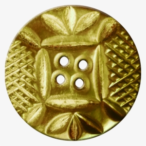 Button With Diamond Mesh And Leaf Pattern, Gold - Button