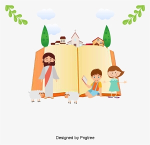 Vector Jesus With Children, People Illustration, Illustration, - Cartoon