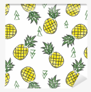 Seamless Watercolor Contrast Pineapple Pattern - Watercolor Painting