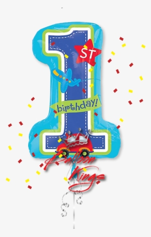 1st Birthday Boy All Aboard - Foil Balloon Number 1 St Birthday