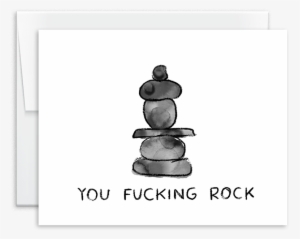 You Fucking Rock Watercolor Cairn Rock Greeting Card - Lid