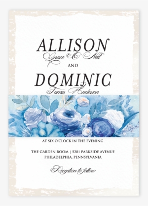 Thank You Card Blue Watercolor Suite - Invitación De Boda Flores Óleo, Cardnovel 39305