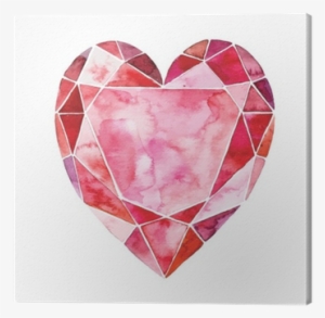 Watercolor Illustration Of Heart In The Form Of A Diamond - Illustration