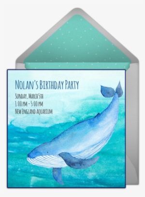 Nautical Whale Watercolor Online Invitation - Blue Whale