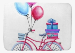Watercolor Illustration, Bicycle, Balloons, Gift Boxes, - Balloons With Bike Clipart